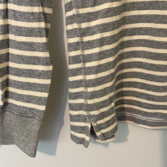 JCrew gray and cream stripe soft Terry sweatshirt, split hem detail on sides - Picture 5 of 7